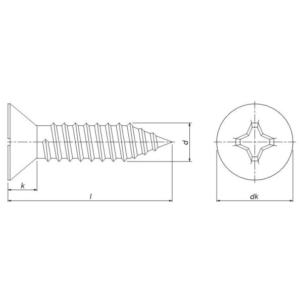 Flat Head Self Tapping Screw DIN 7982 C - Image 2
